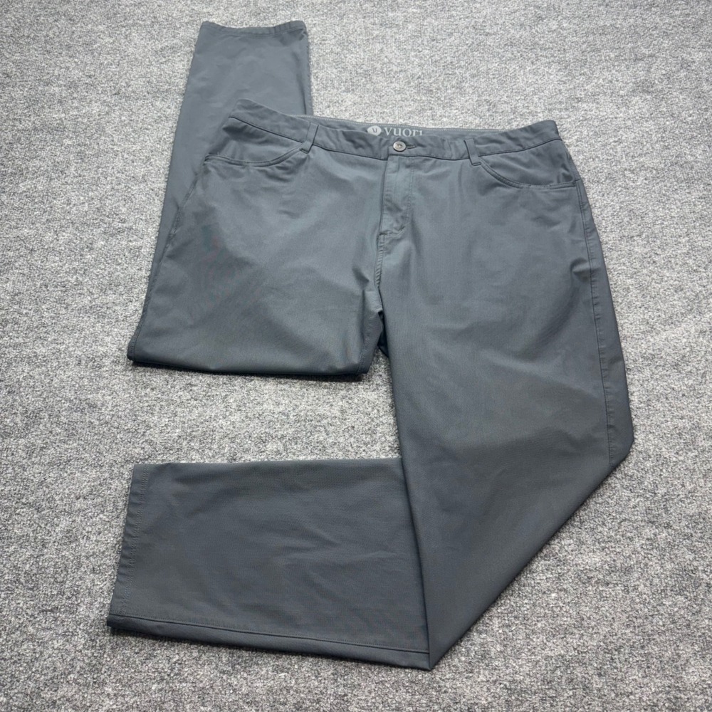 Vuori Mens Meta Pant V430 Charcoal Gray Technical Stretch Straight Leg Size 38
